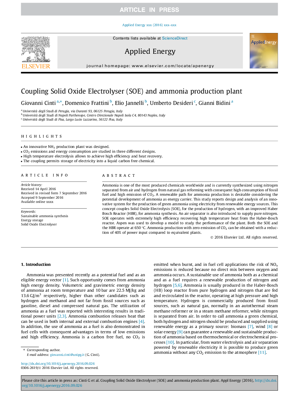 Coupling Solid Oxide Electrolyser (SOE) and ammonia production plant