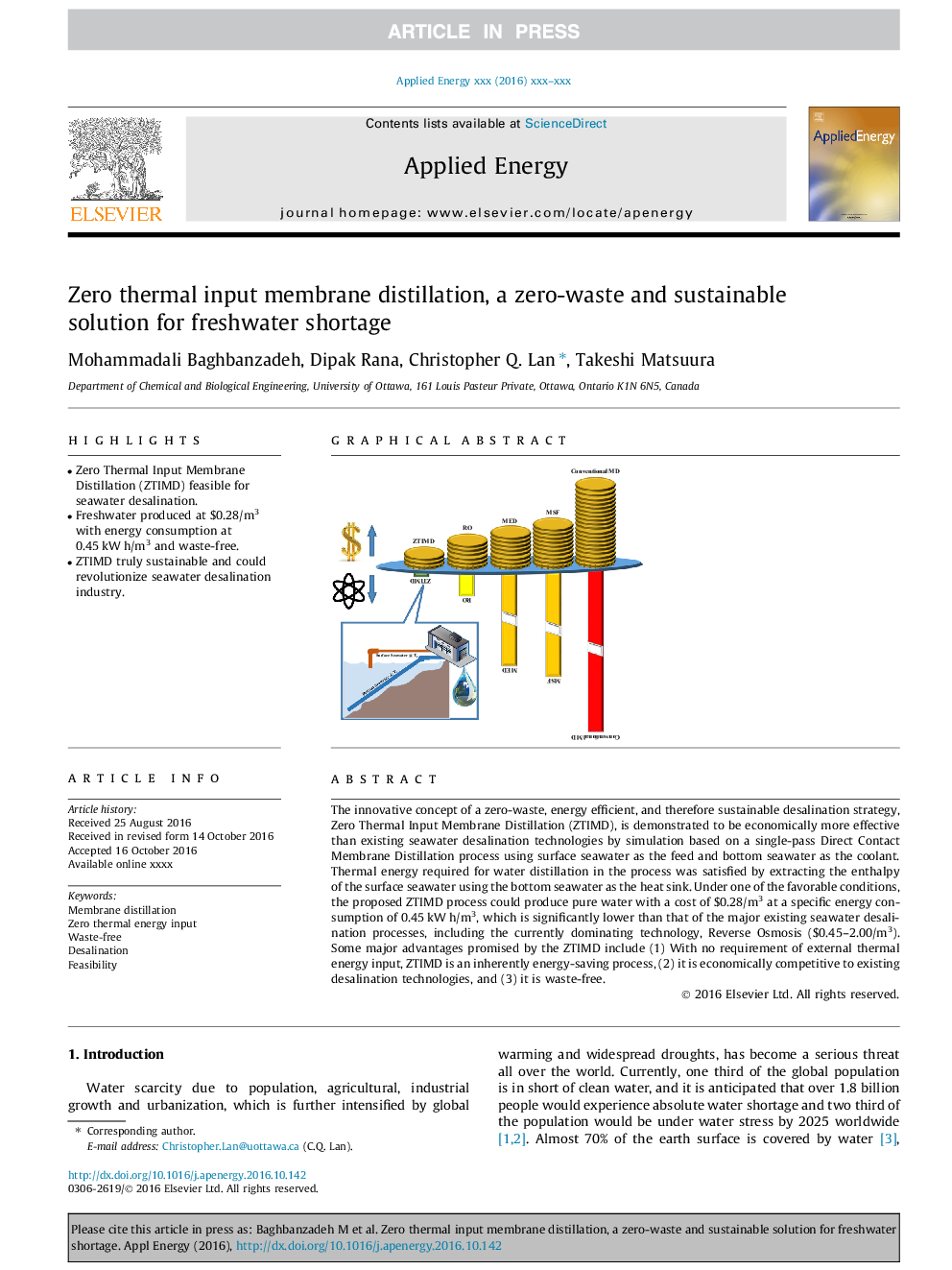 تقطیر غشایی ورودی حرارتی صفر، زباله و راه حل پایدار برای کمبود آب شیرین 