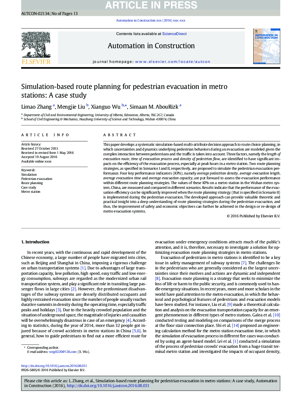 Simulation-based route planning for pedestrian evacuation in metro stations: A case study