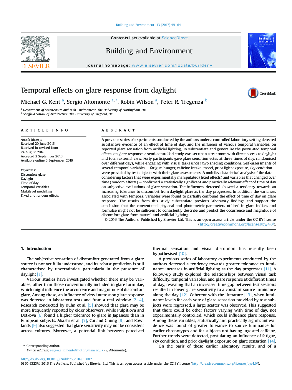 Temporal effects on glare response from daylight