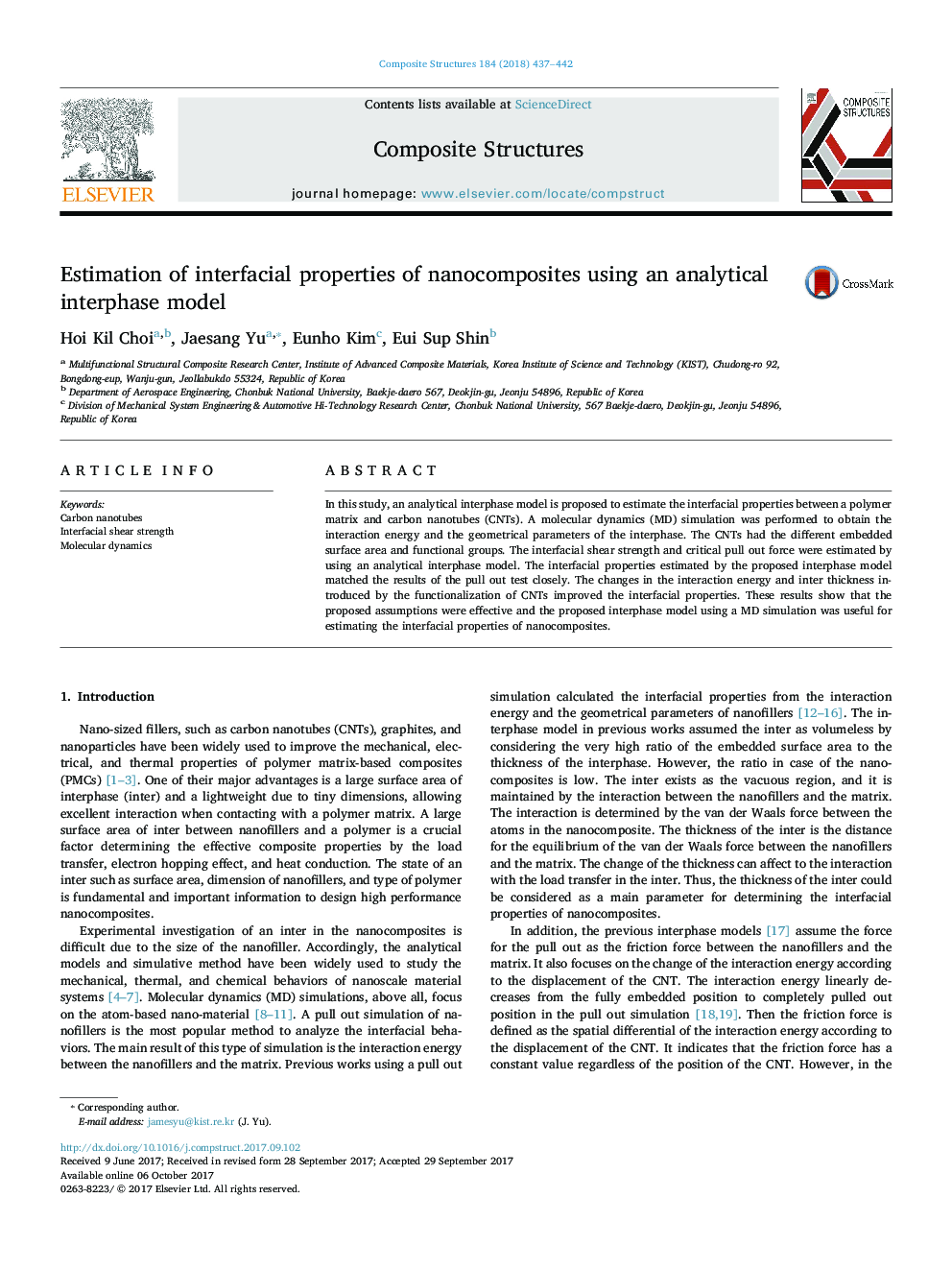 Estimation of interfacial properties of nanocomposites using an analytical interphase model