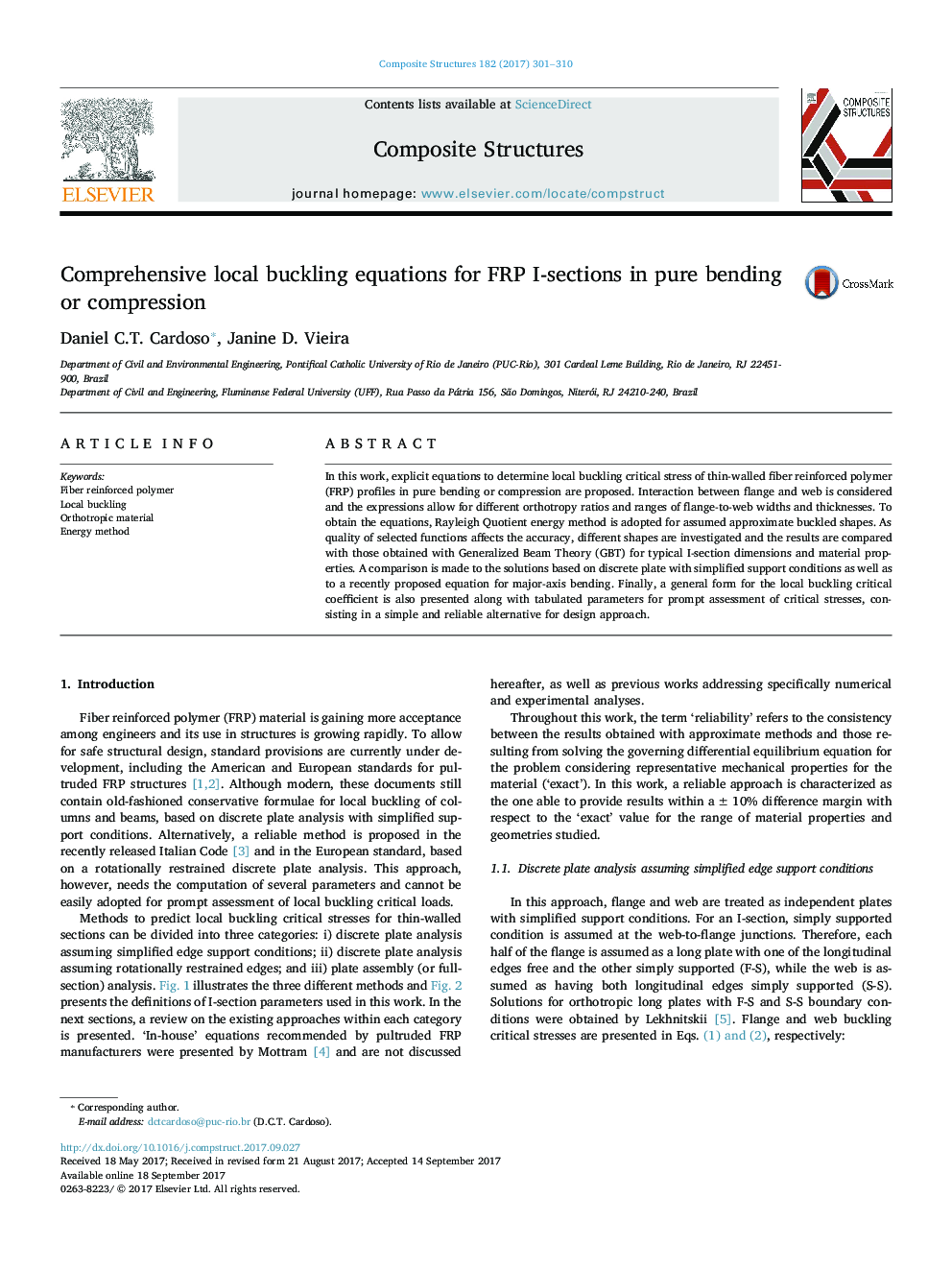 Comprehensive local buckling equations for FRP I-sections in pure bending or compression