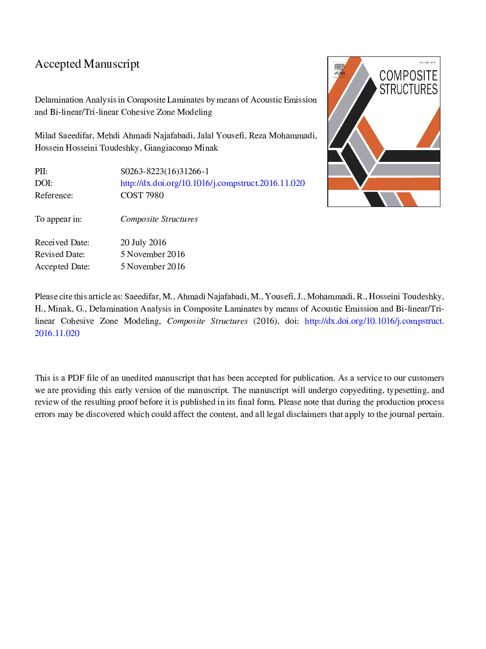 Delamination analysis in composite laminates by means of Acoustic Emission and bi-linear/tri-linear Cohesive Zone Modeling