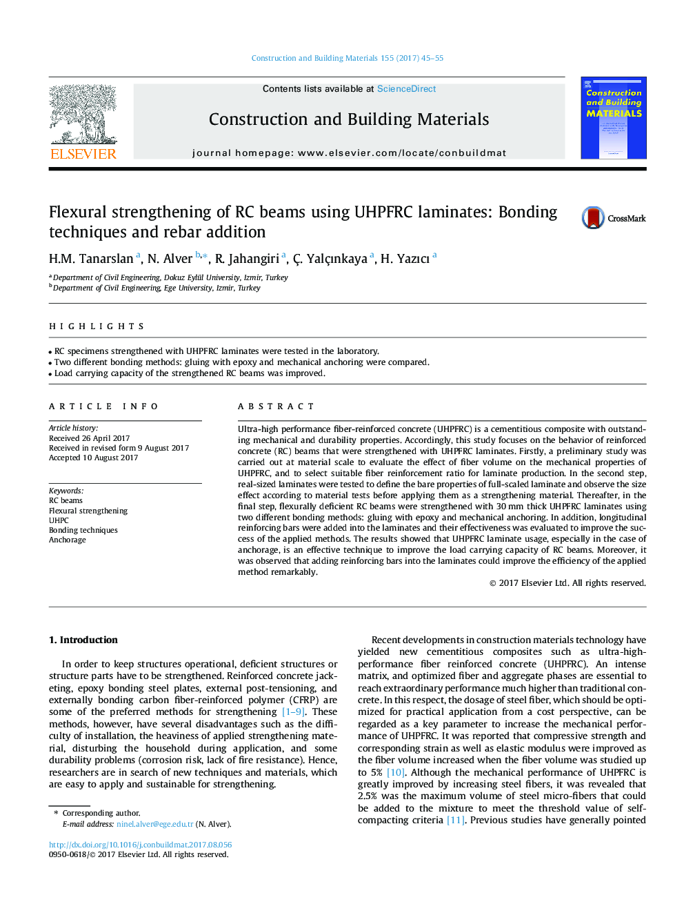 Flexural strengthening of RC beams using UHPFRC laminates: Bonding techniques and rebar addition