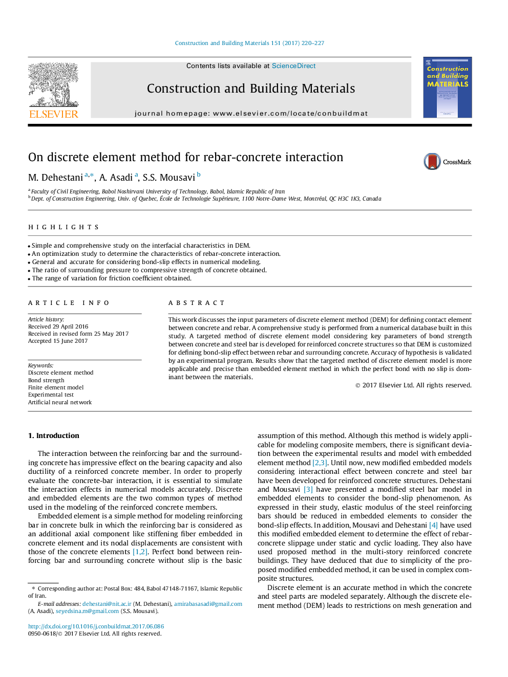 On discrete element method for rebar-concrete interaction