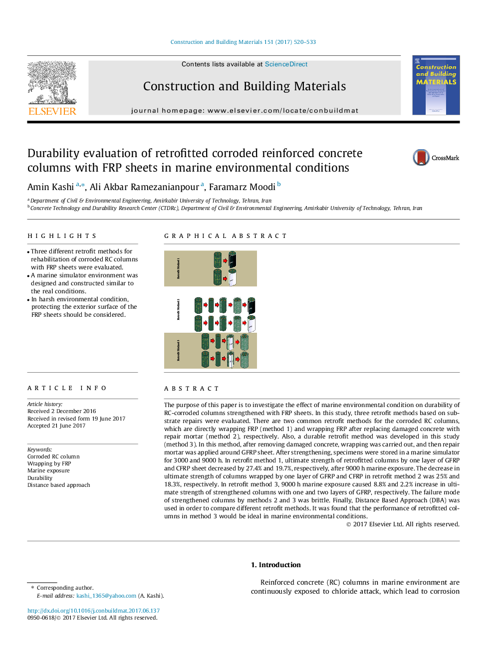 Durability evaluation of retrofitted corroded reinforced concrete columns with FRP sheets in marine environmental conditions