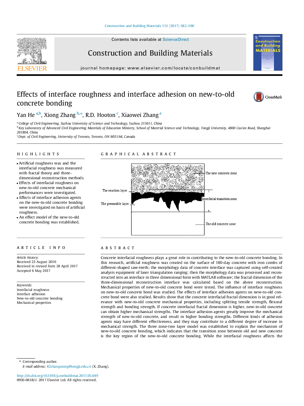 Effects of interface roughness and interface adhesion on new-to-old concrete bonding