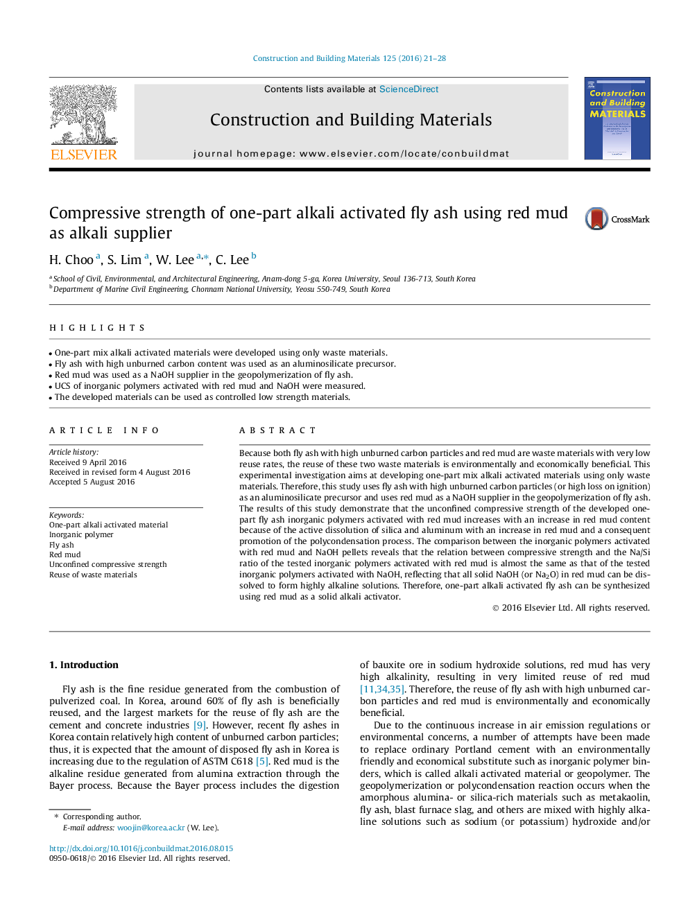 Compressive strength of one-part alkali activated fly ash using red mud as alkali supplier