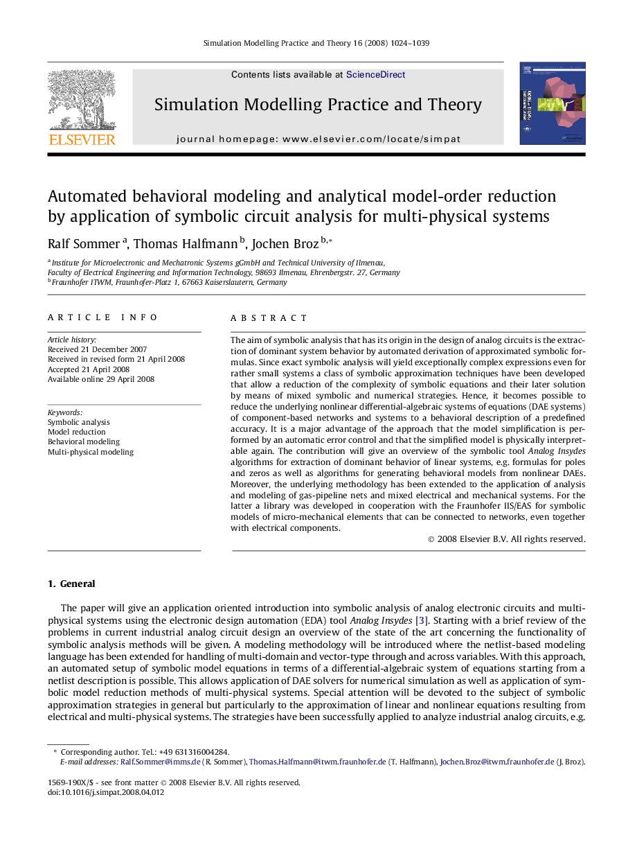 Automated behavioral modeling and analytical model-order reduction by application of symbolic circuit analysis for multi-physical systems