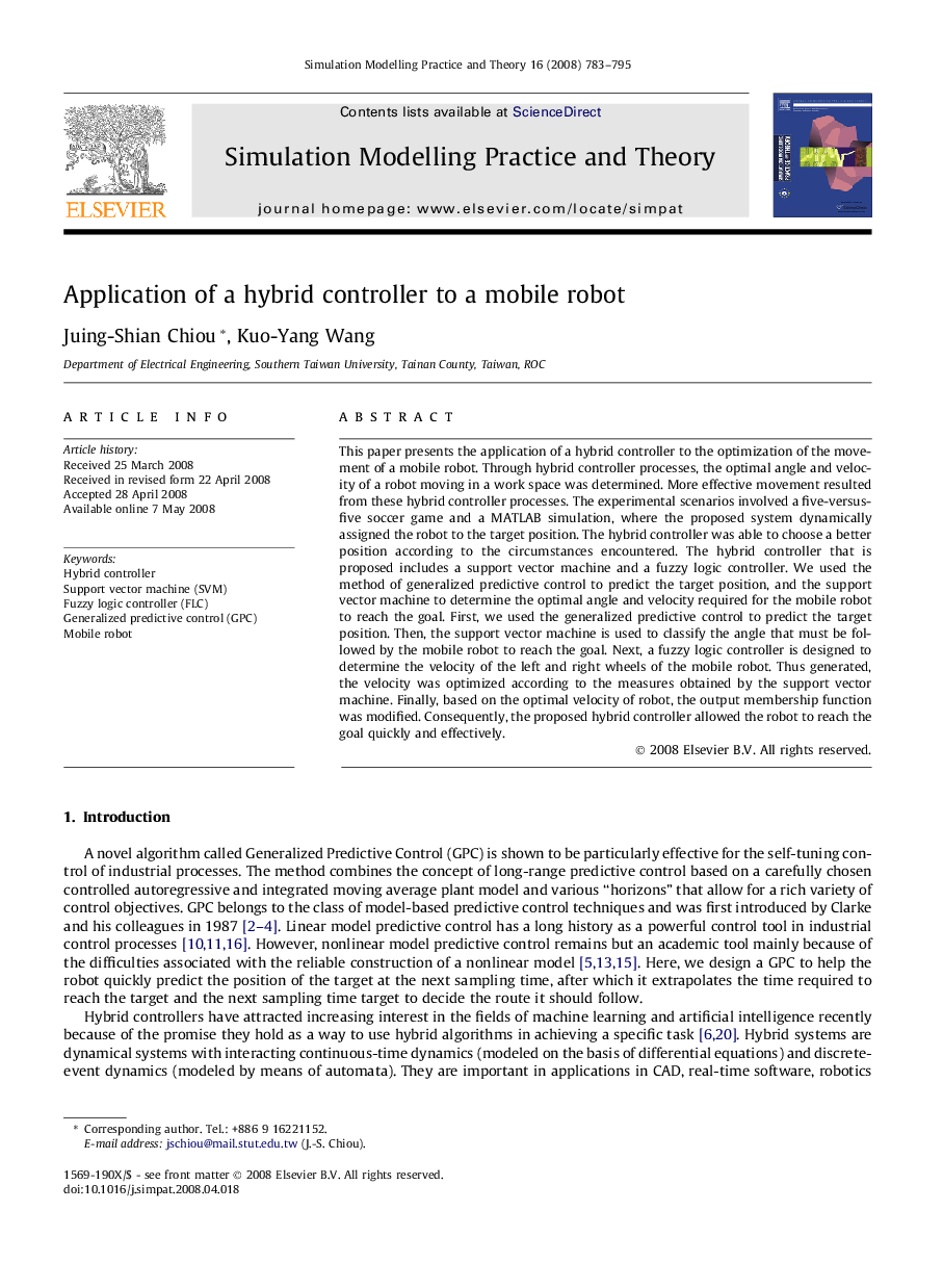 Application of a hybrid controller to a mobile robot