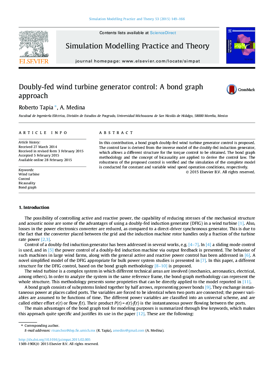 Doubly-fed wind turbine generator control: A bond graph approach