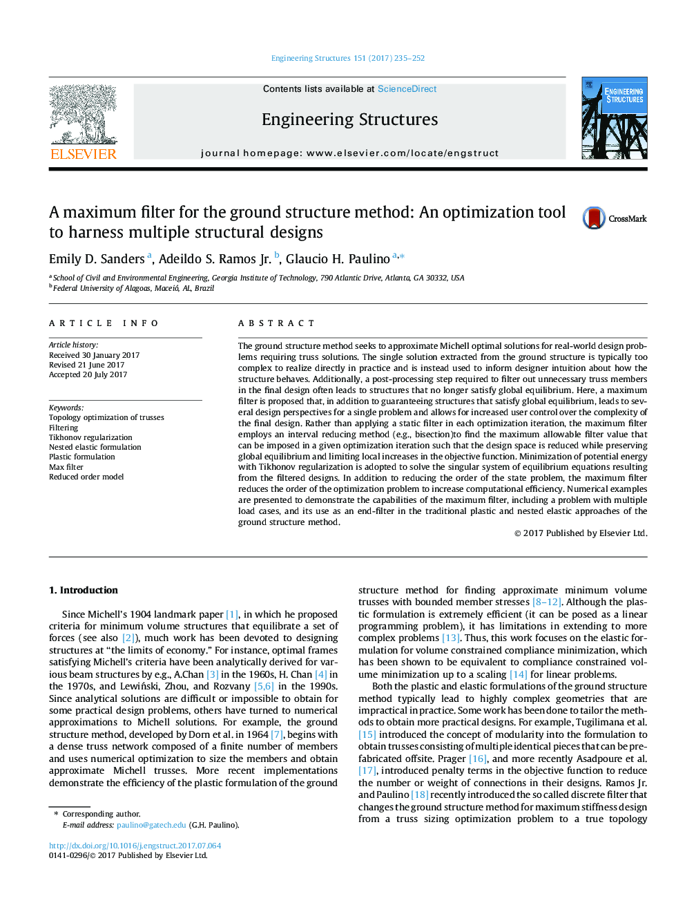 A maximum filter for the ground structure method: An optimization tool to harness multiple structural designs