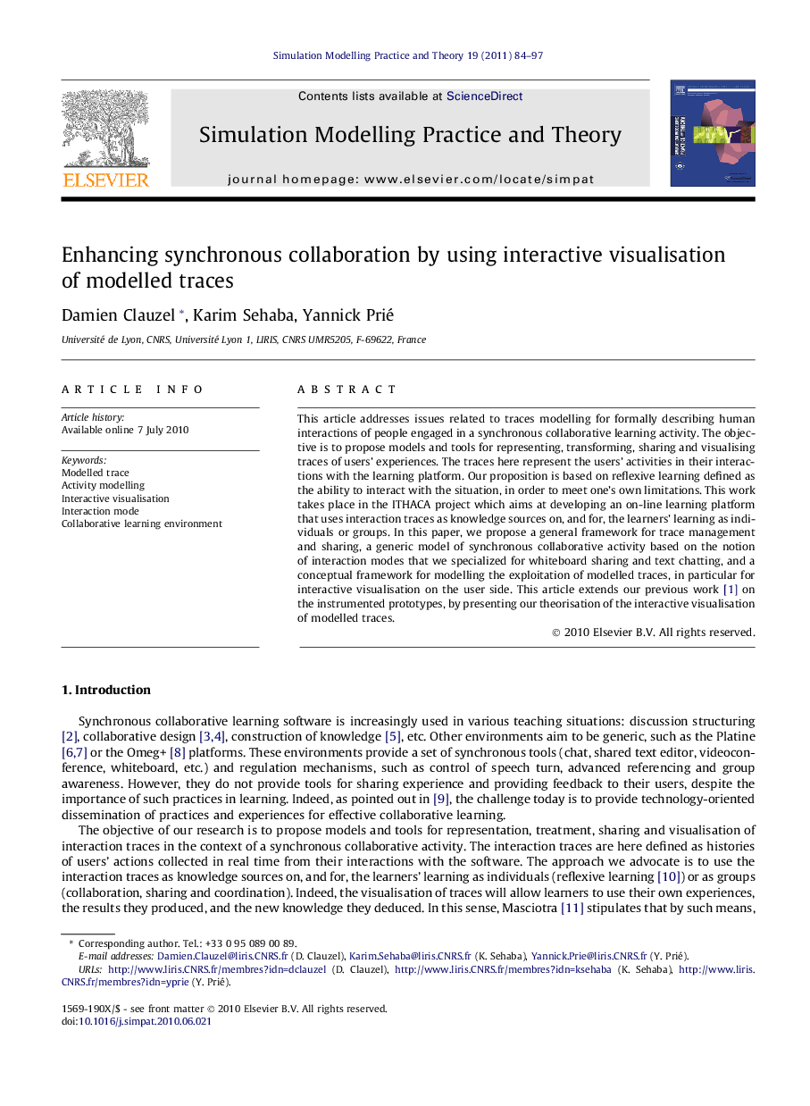 Enhancing synchronous collaboration by using interactive visualisation of modelled traces