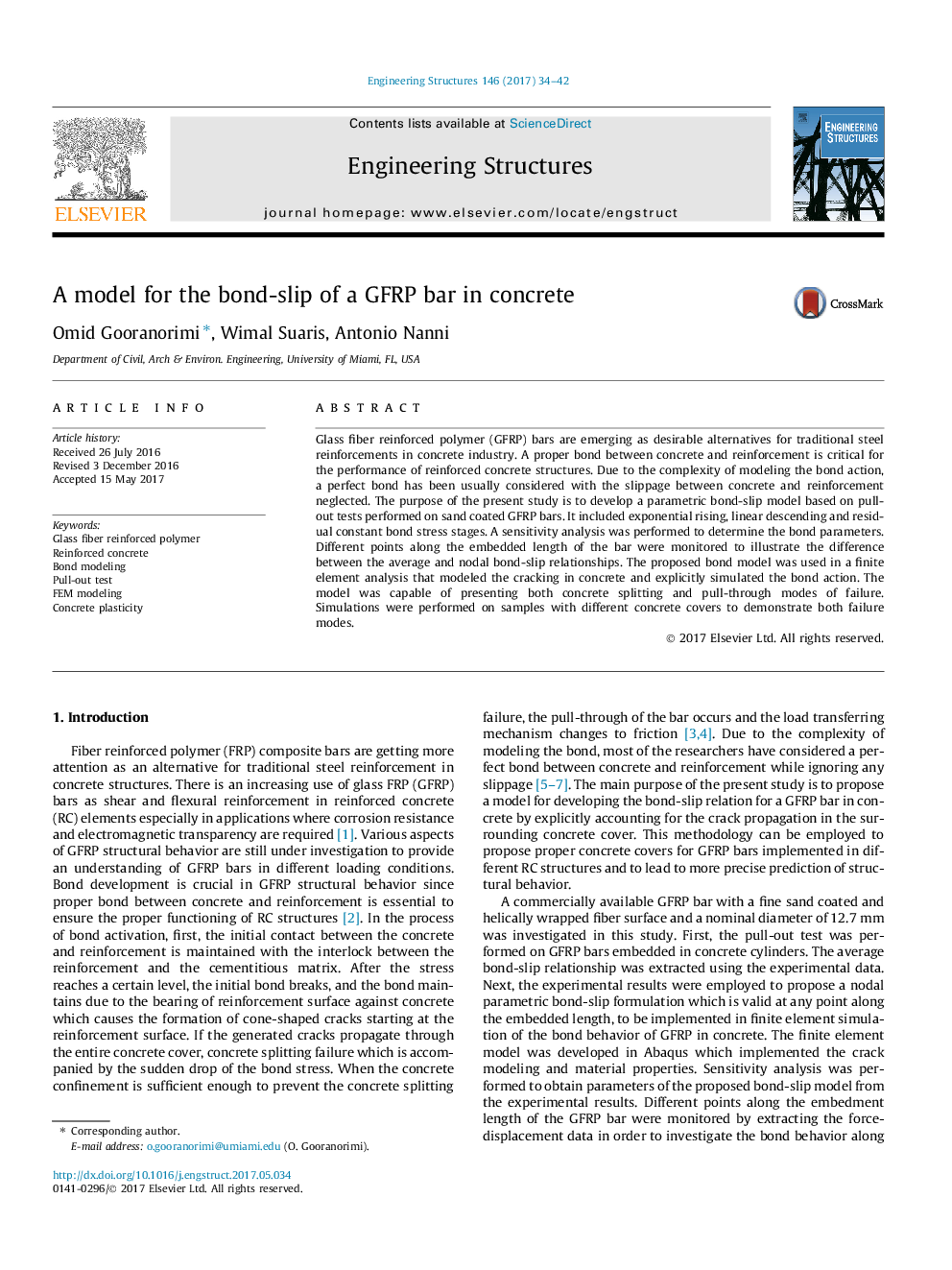 A model for the bond-slip of a GFRP bar in concrete