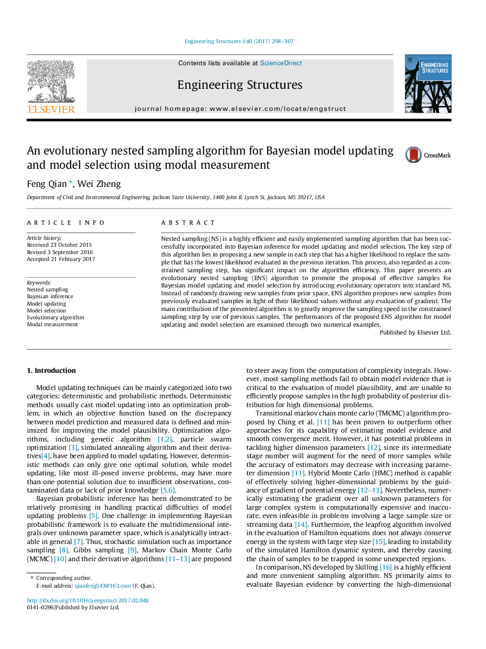 An evolutionary nested sampling algorithm for Bayesian model updating and model selection using modal measurement