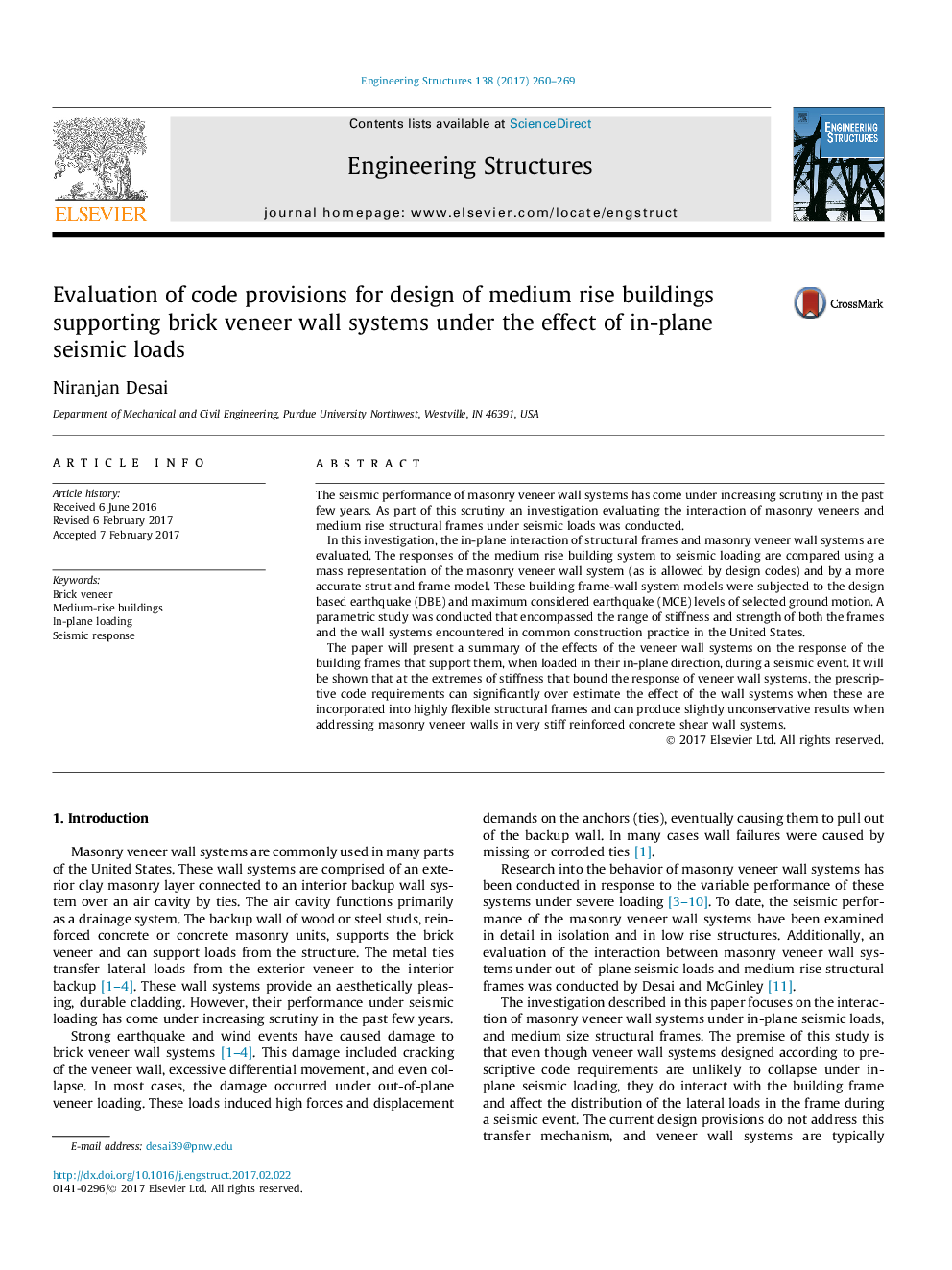 Evaluation of code provisions for design of medium rise buildings supporting brick veneer wall systems under the effect of in-plane seismic loads