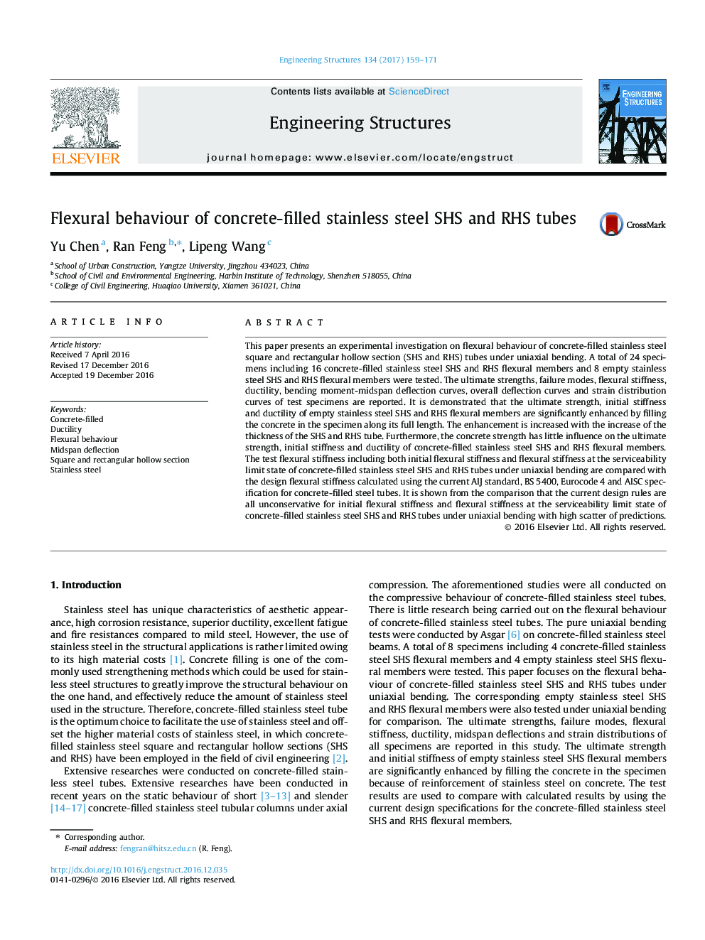 Flexural behaviour of concrete-filled stainless steel SHS and RHS tubes