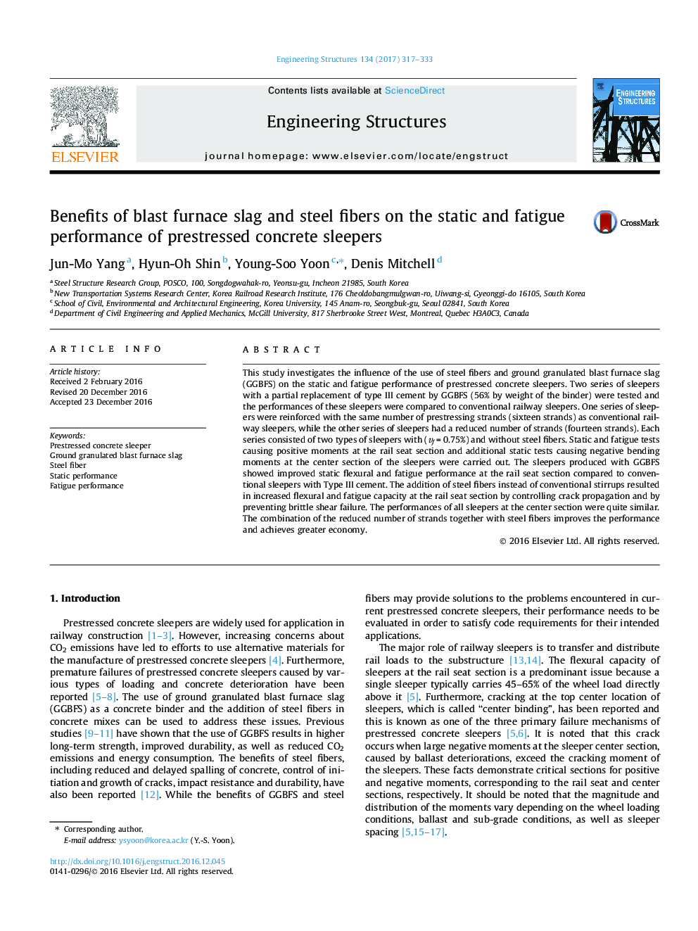 Benefits of blast furnace slag and steel fibers on the static and fatigue performance of prestressed concrete sleepers