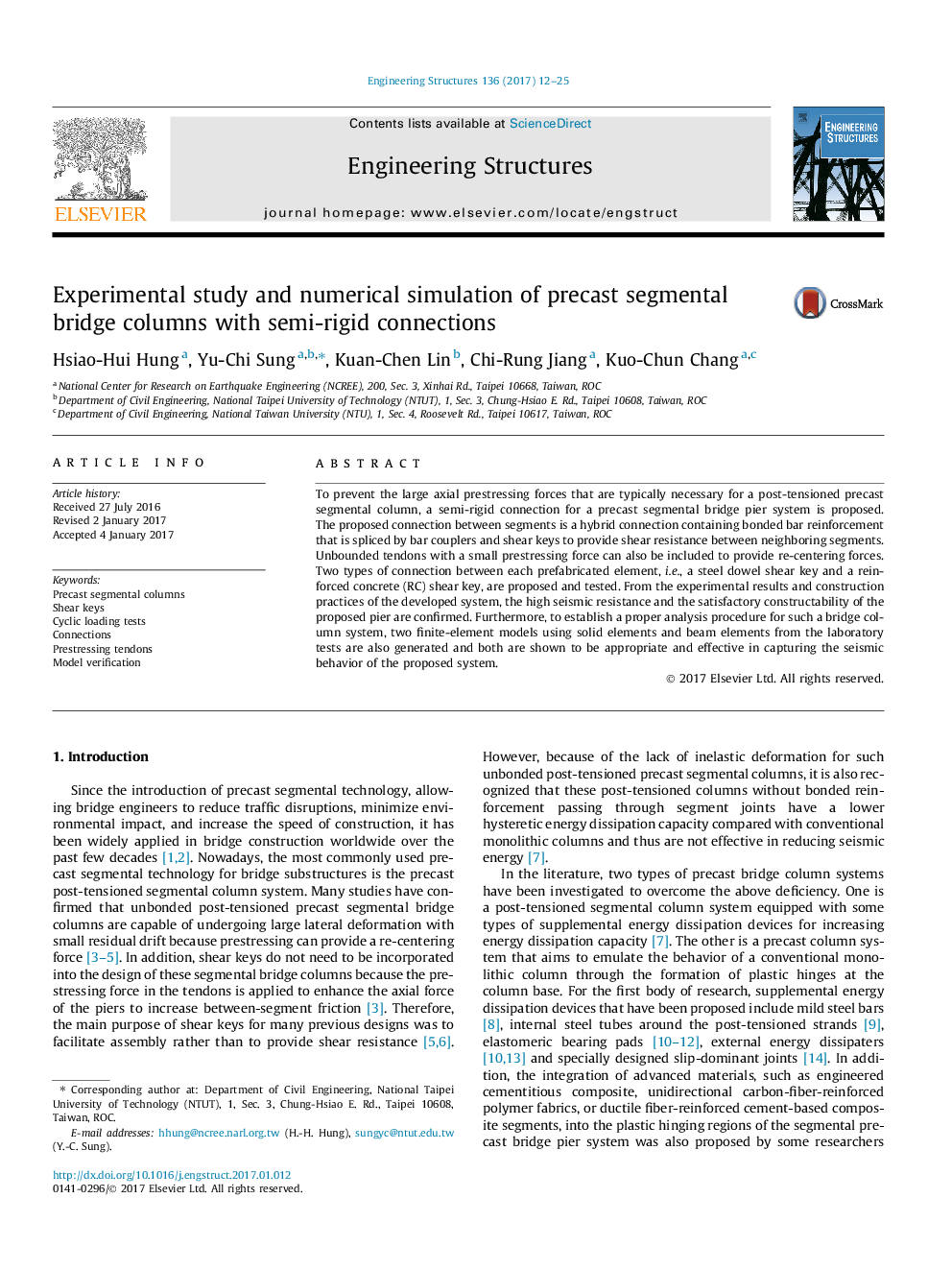 Experimental study and numerical simulation of precast segmental bridge columns with semi-rigid connections
