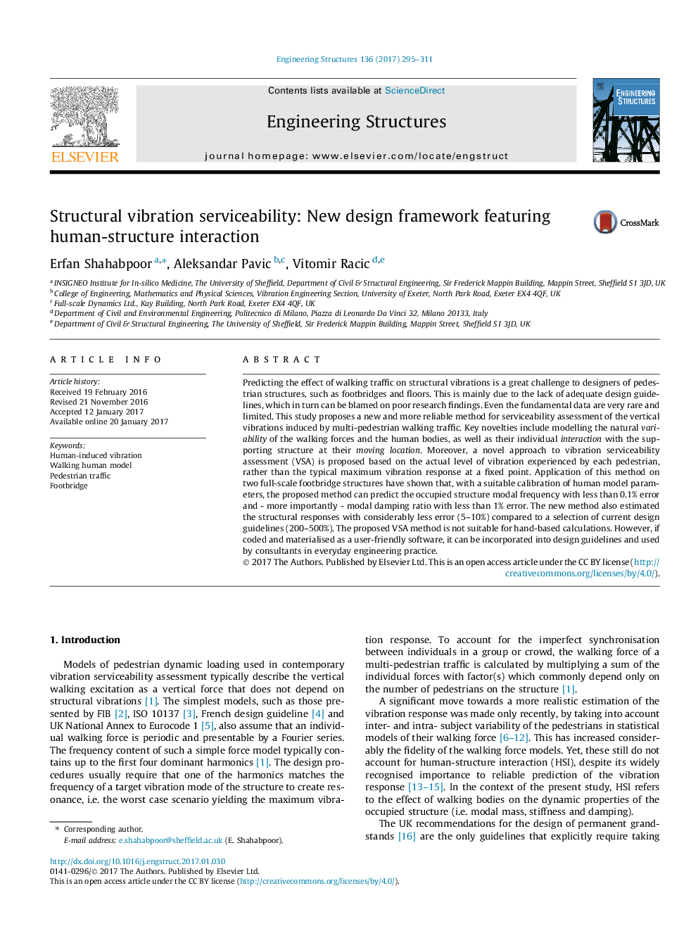 Structural vibration serviceability: New design framework featuring human-structure interaction