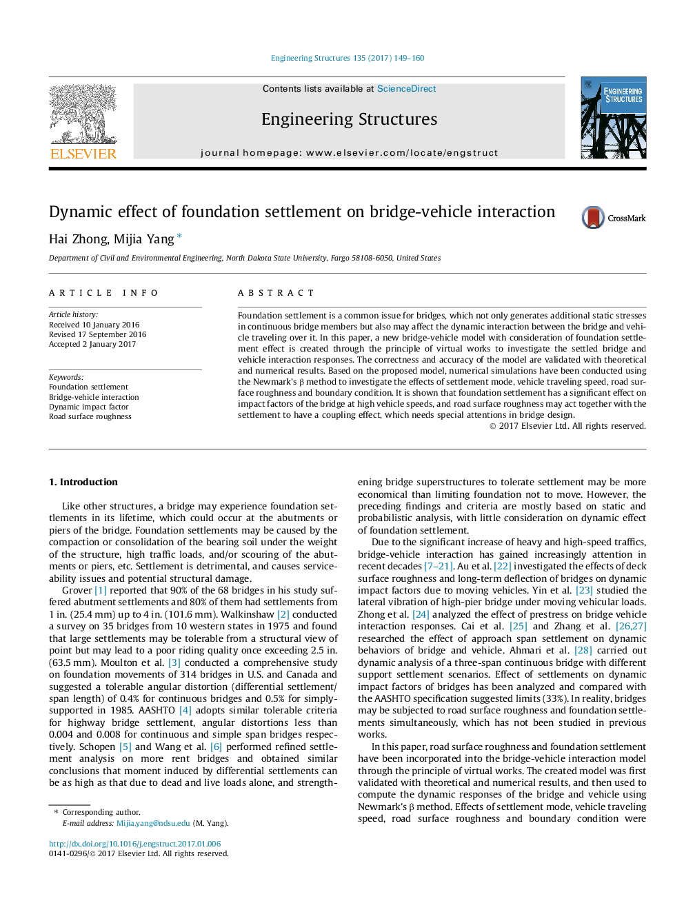 Dynamic effect of foundation settlement on bridge-vehicle interaction