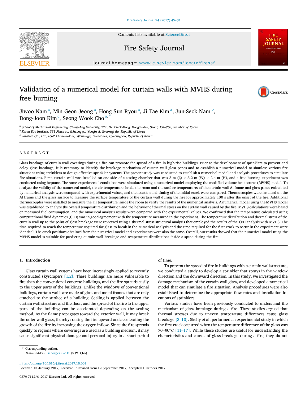 Validation of a numerical model for curtain walls with MVHS during free burning