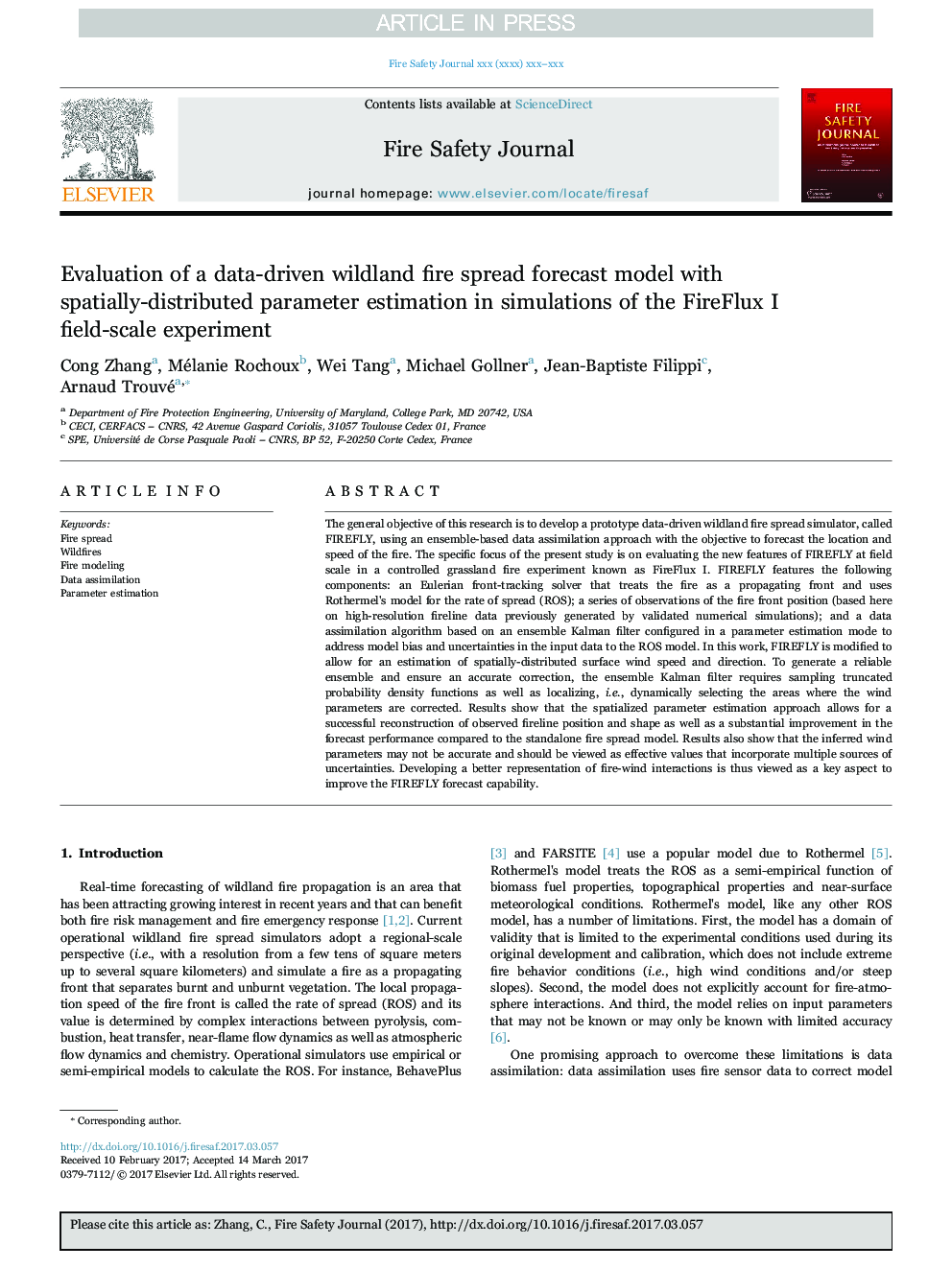 Evaluation of a data-driven wildland fire spread forecast model with spatially-distributed parameter estimation in simulations of the FireFlux I field-scale experiment