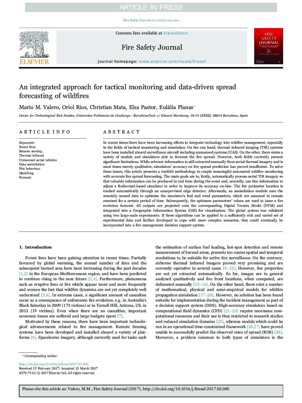 An integrated approach for tactical monitoring and data-driven spread forecasting of wildfires