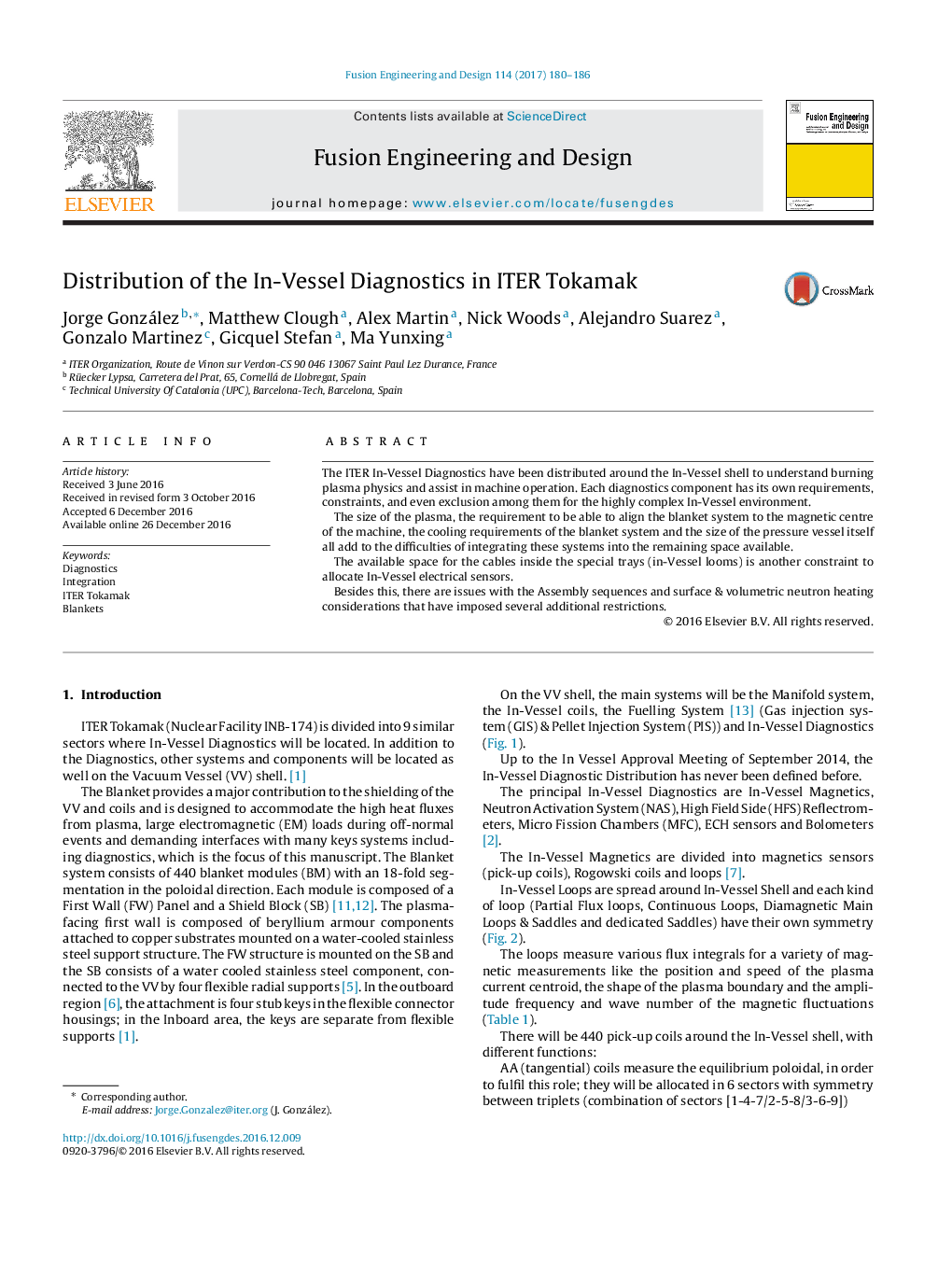 Distribution of the In-Vessel Diagnostics in ITER Tokamak