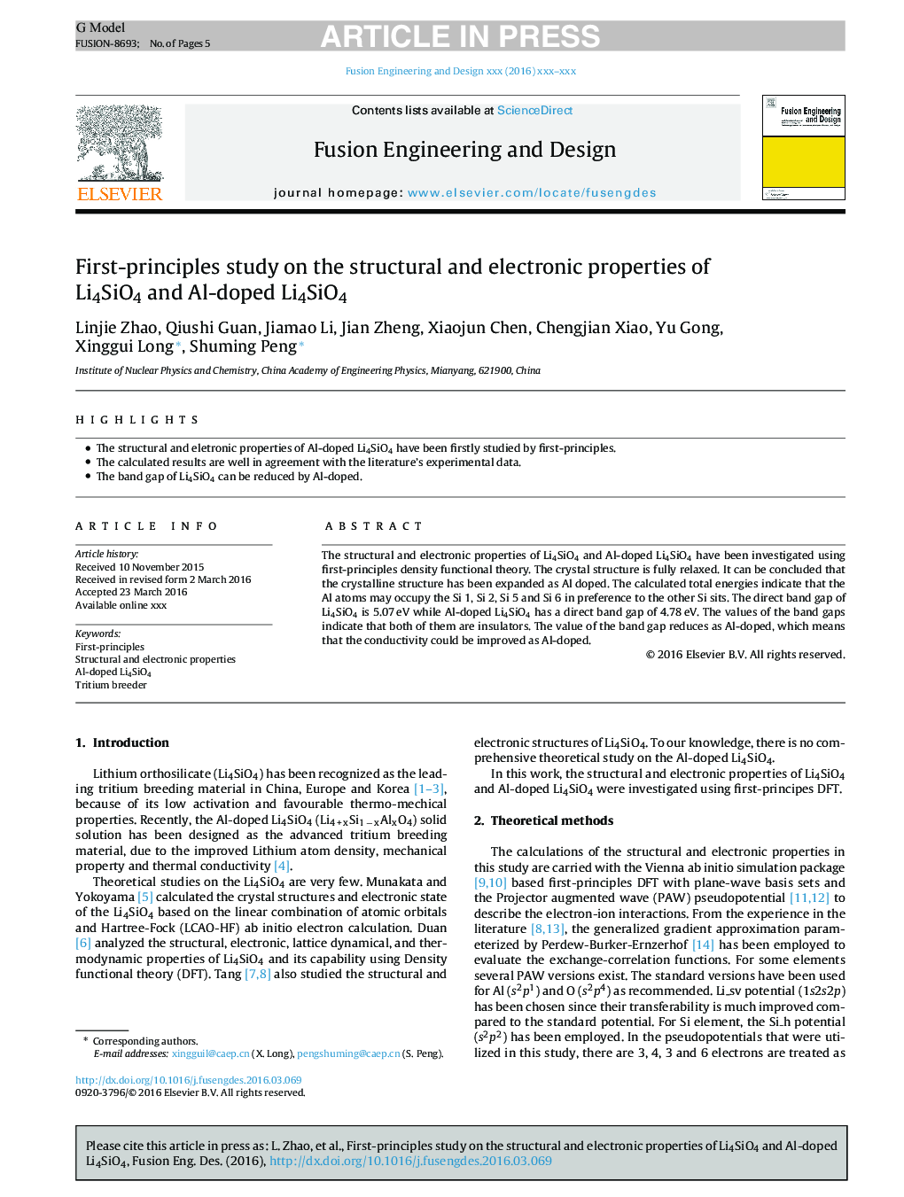 First-principles study on the structural and electronic properties of Li4SiO4 and Al-doped Li4SiO4