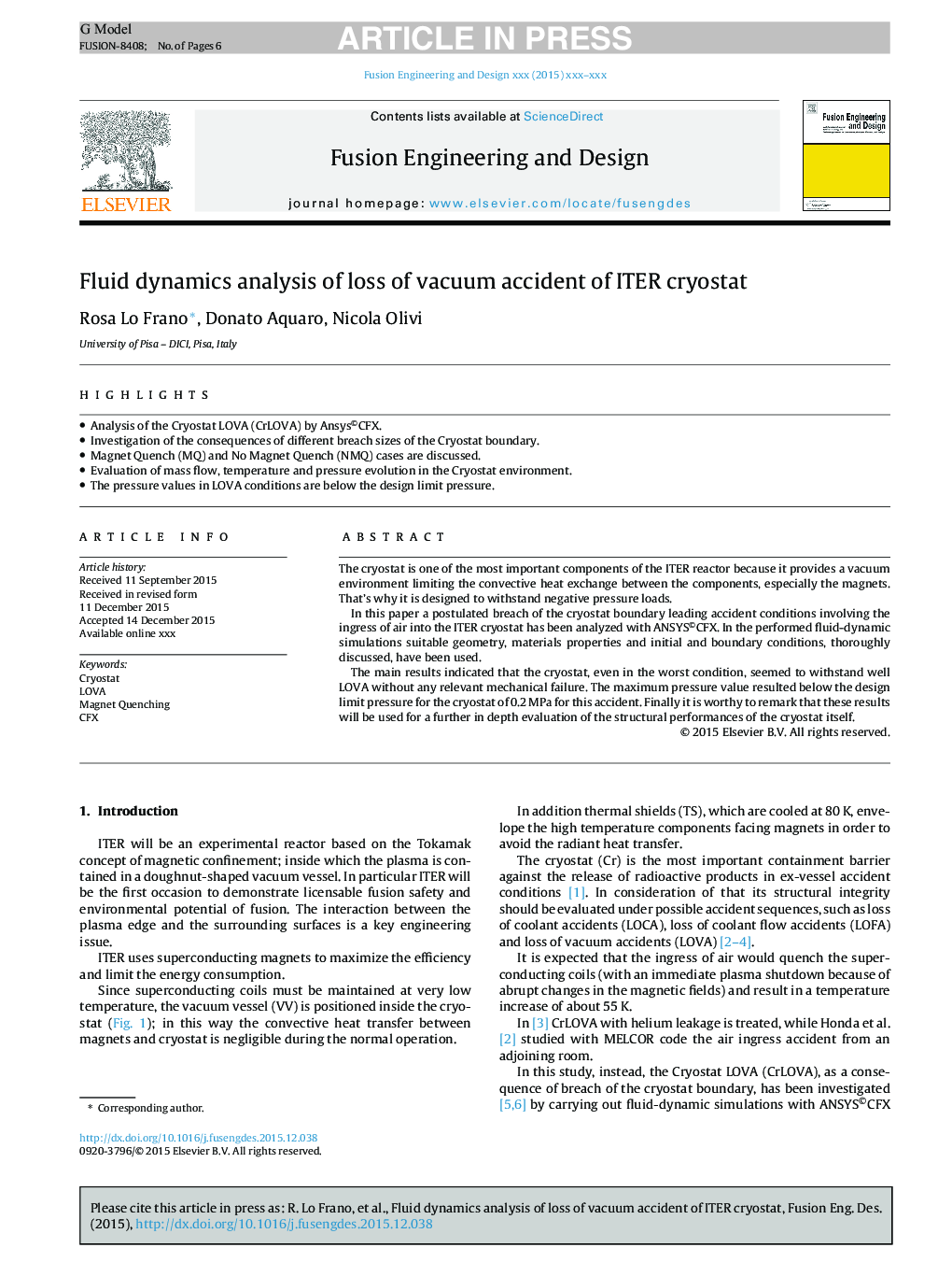 Fluid dynamics analysis of loss of vacuum accident of ITER cryostat