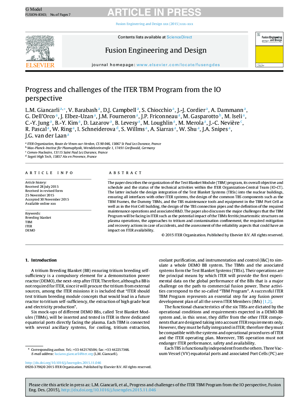 Progress and challenges of the ITER TBM Program from the IO perspective