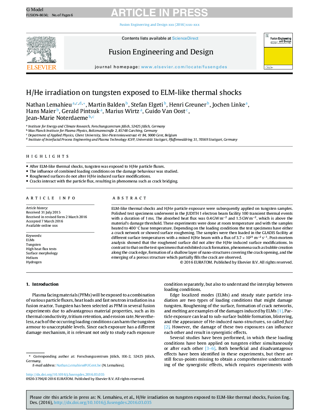 H/He irradiation on tungsten exposed to ELM-like thermal shocks