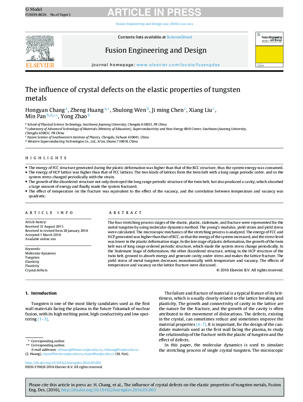 The influence of crystal defects on the elastic properties of tungsten metals