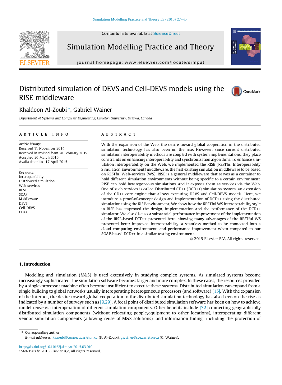 Distributed simulation of DEVS and Cell-DEVS models using the RISE middleware