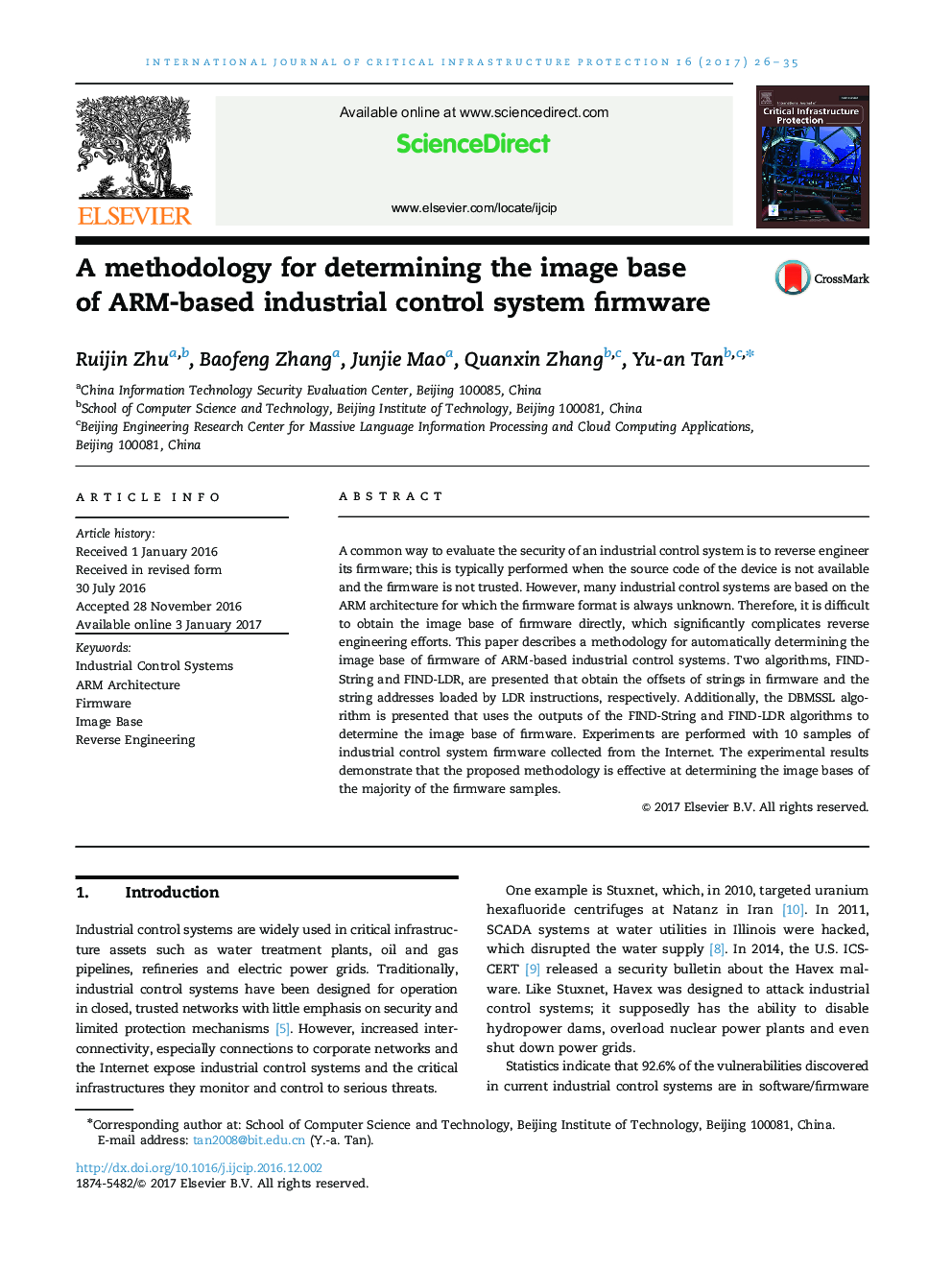 A methodology for determining the image base of ARM-based industrial control system firmware