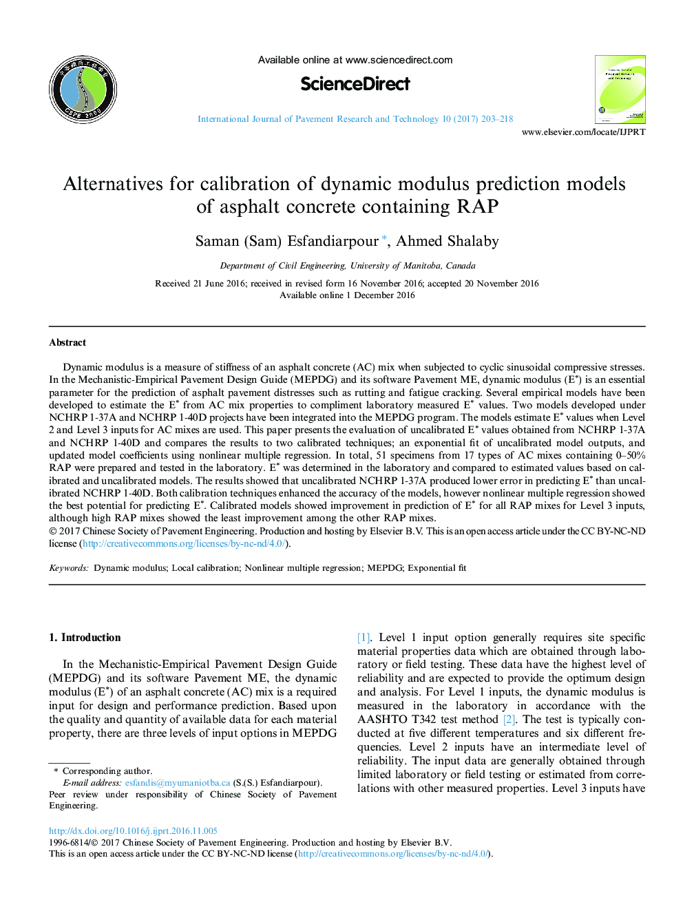 Alternatives for calibration of dynamic modulus prediction models of asphalt concrete containing RAP