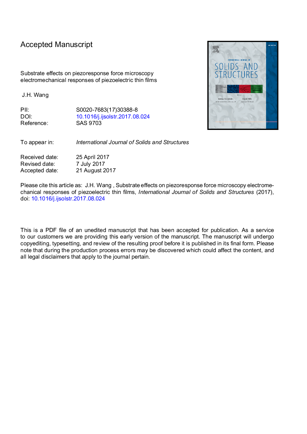 Substrate effects on piezoresponse force microscopy electromechanical responses of piezoelectric thin films