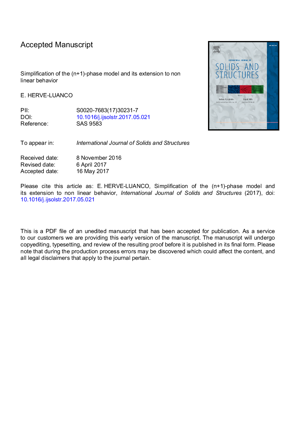 Simplification of the (n+1)-phase model and its extension to non linear behavior