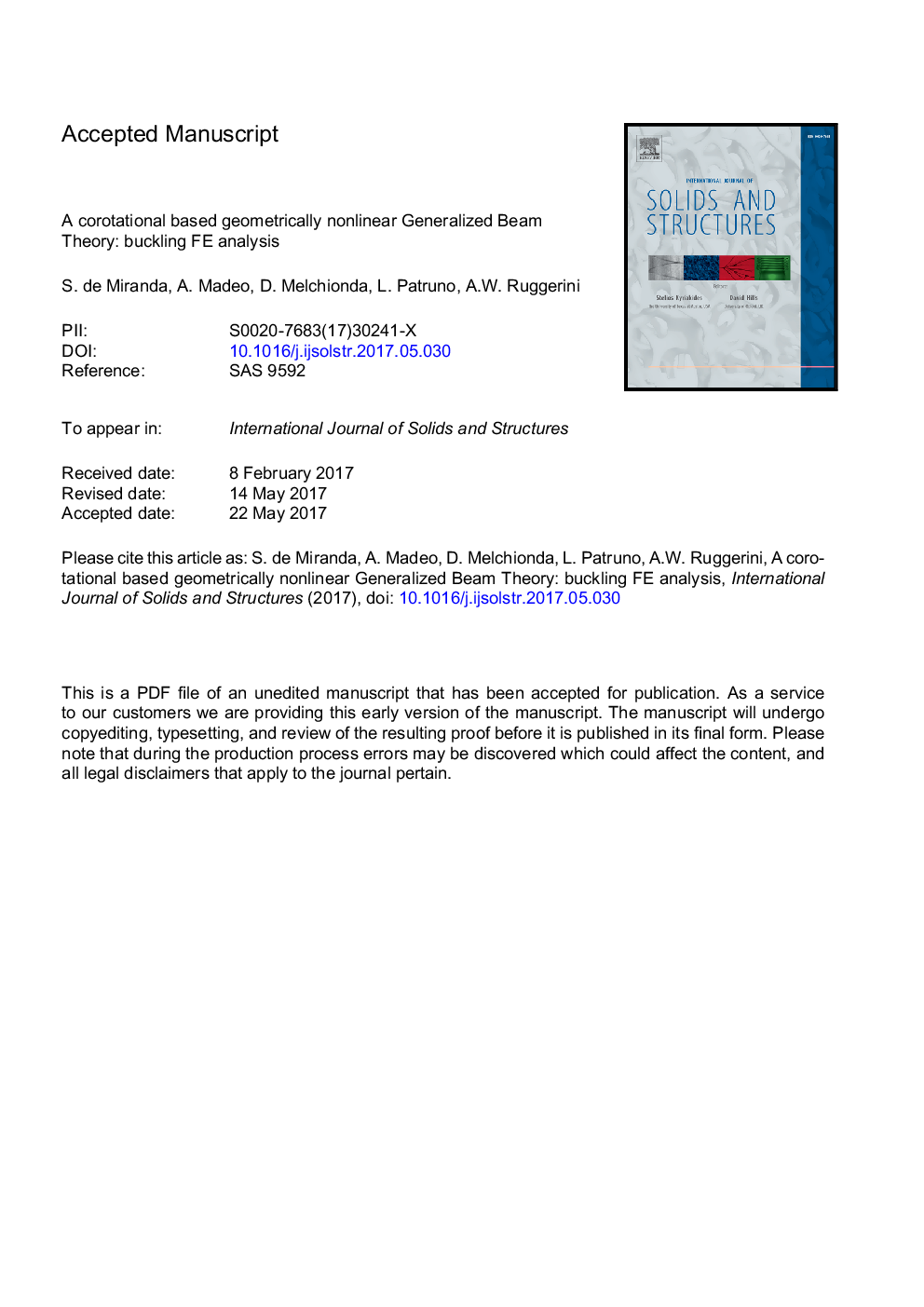 A corotational based geometrically nonlinear Generalized Beam Theory: buckling FE analysis