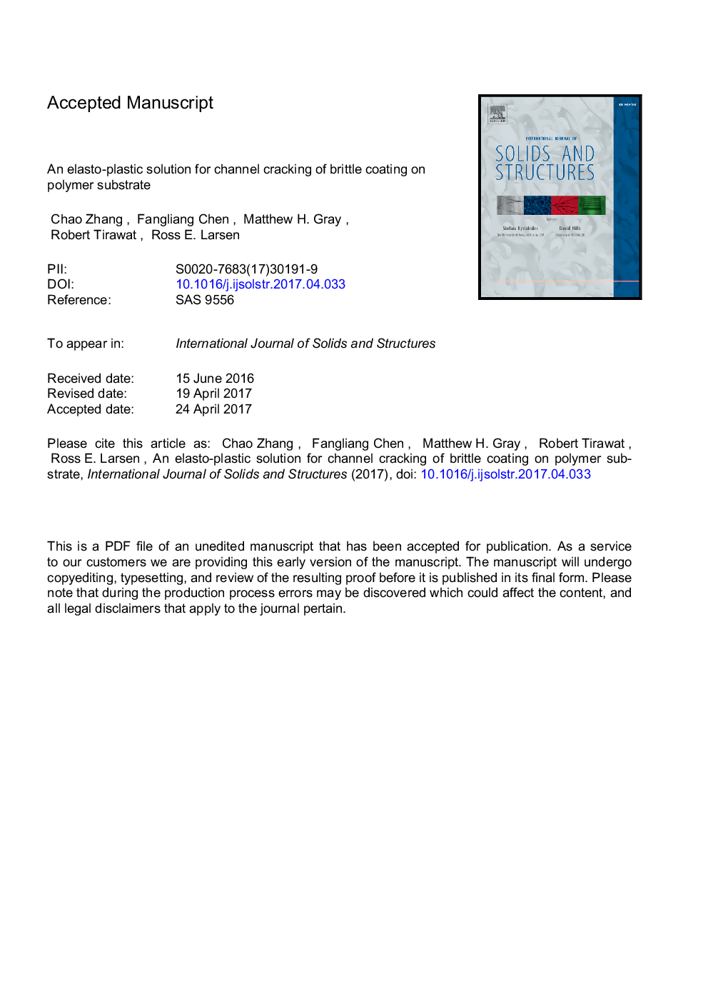 An elasto-plastic solution for channel cracking of brittle coating on polymer substrate