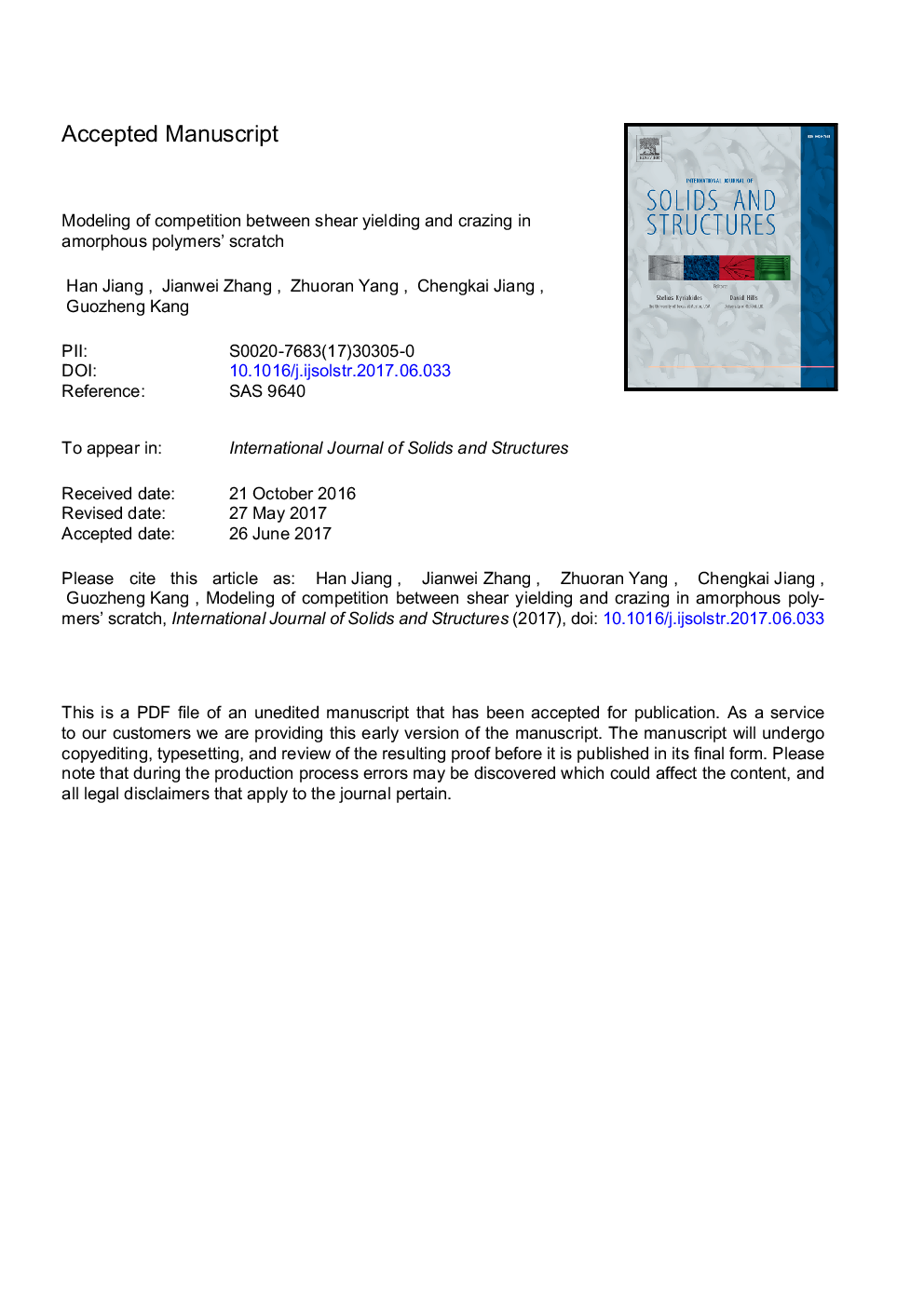 Modeling of competition between shear yielding and crazing in amorphous polymers' scratch