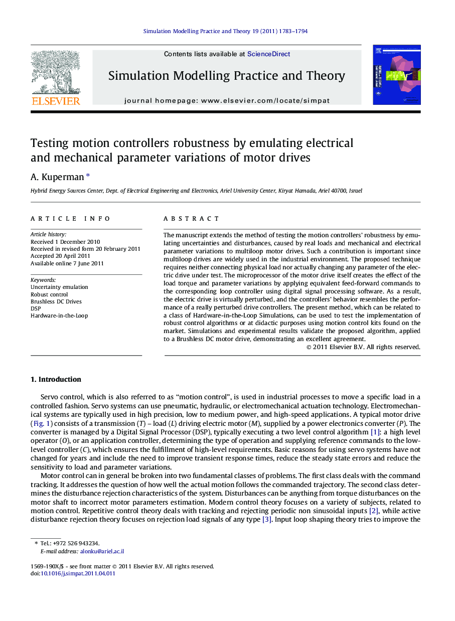 Testing motion controllers robustness by emulating electrical and mechanical parameter variations of motor drives