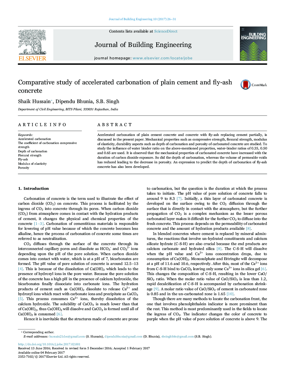 Comparative study of accelerated carbonation of plain cement and fly-ash concrete