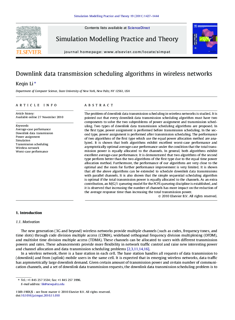 Downlink data transmission scheduling algorithms in wireless networks