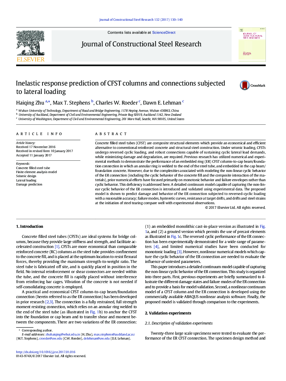 Inelastic response prediction of CFST columns and connections subjected to lateral loading