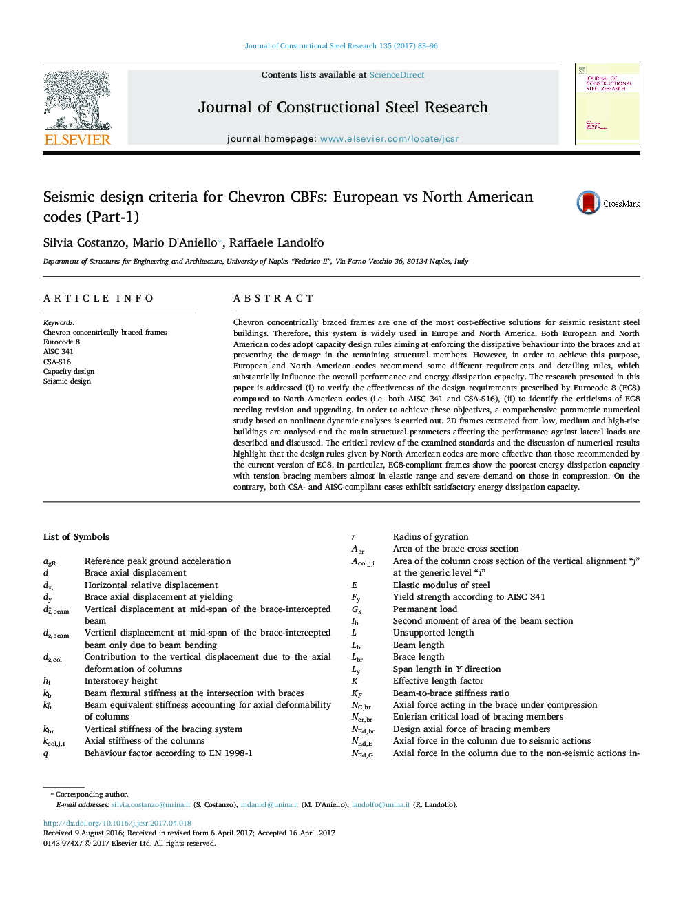 Seismic design criteria for Chevron CBFs: European vs North American codes (Part-1)