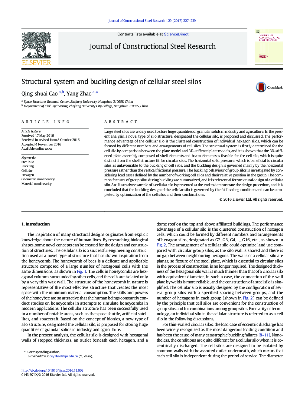 Structural system and buckling design of cellular steel silos