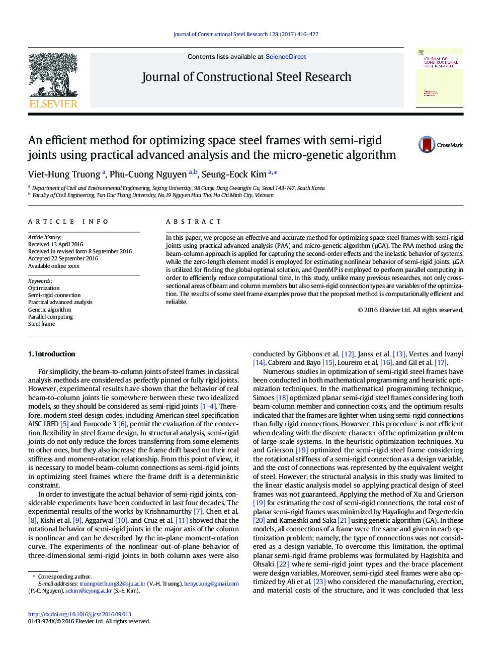 An efficient method for optimizing space steel frames with semi-rigid joints using practical advanced analysis and the micro-genetic algorithm