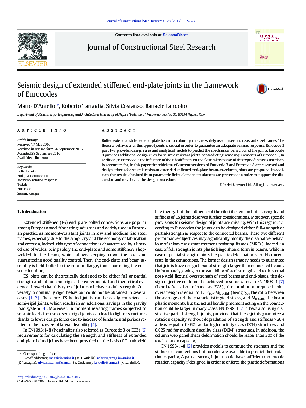 Seismic design of extended stiffened end-plate joints in the framework of Eurocodes